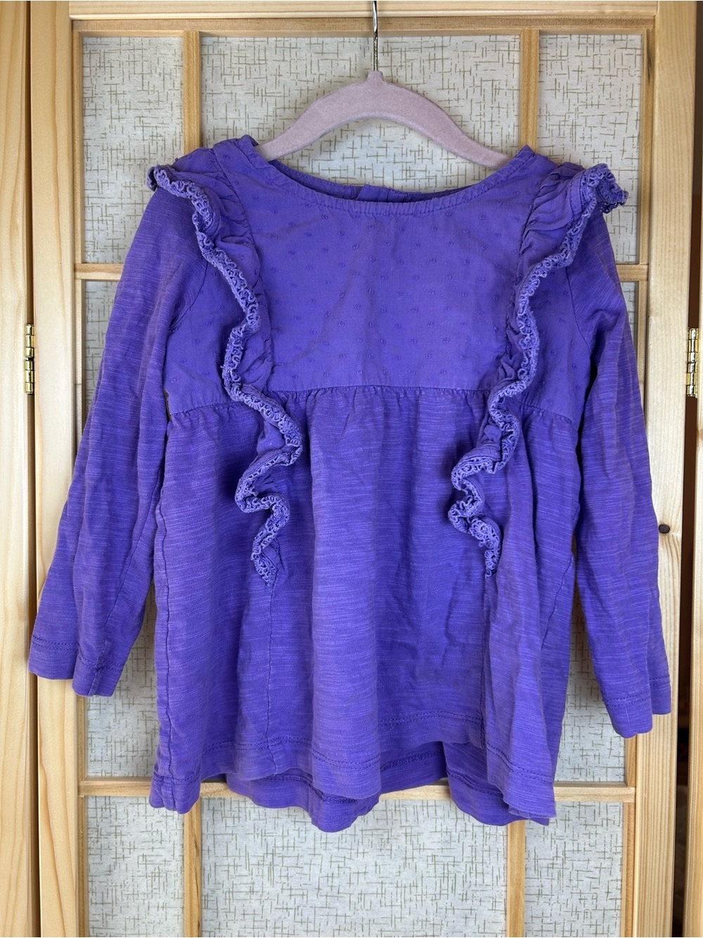 Hanna Andersson Lavender Swiss Dot Peasant Top